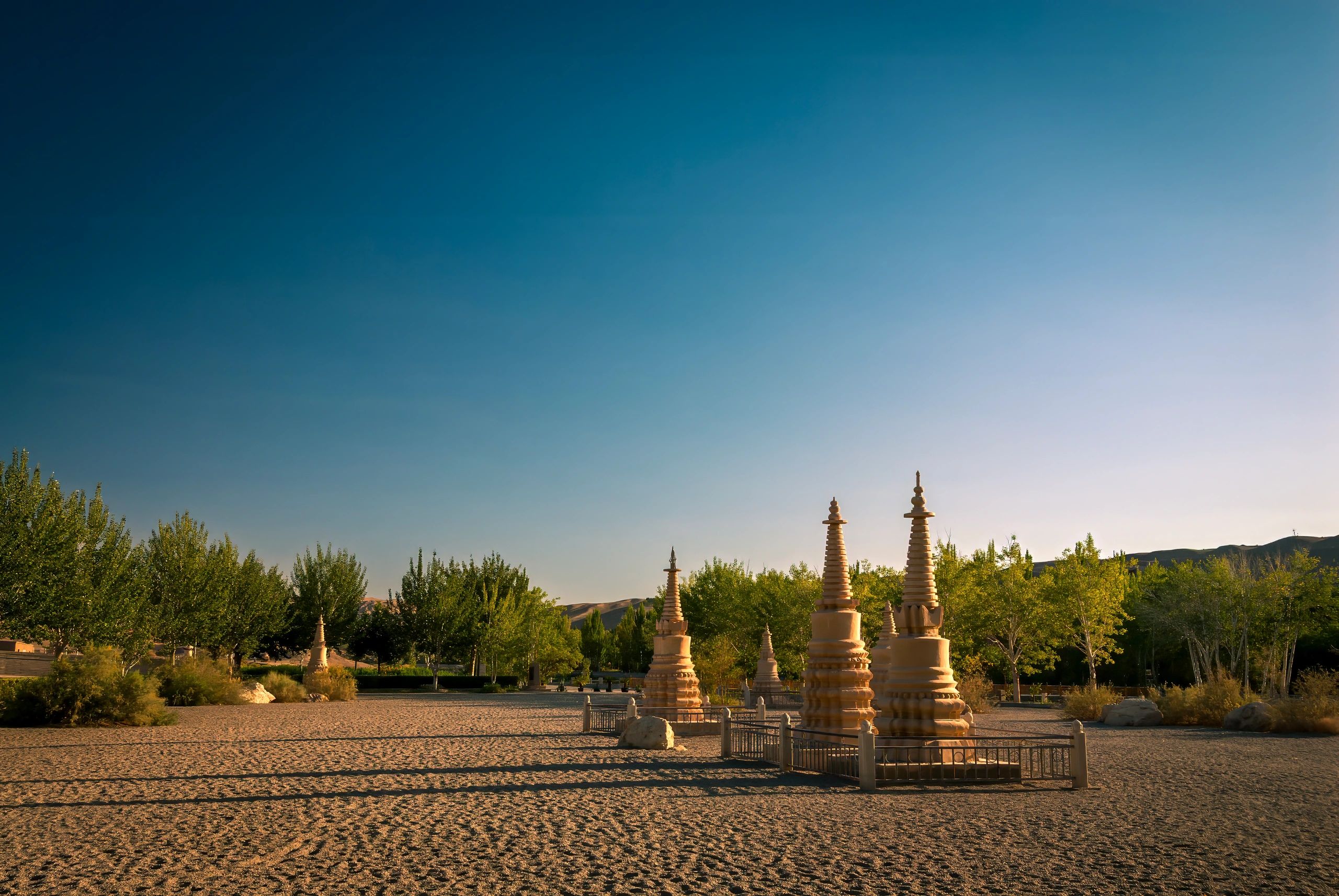 Historic Silk Road architecture in warm afternoon light